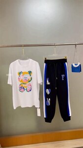 【FSBY】欧货重工钉珠钻工艺Ｔ 字母拼接卫裤 百搭图片