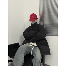 1506/QM-8310/P70冬季新港风街头拼接刺绣立领棉服，男装棉衣，星座1506