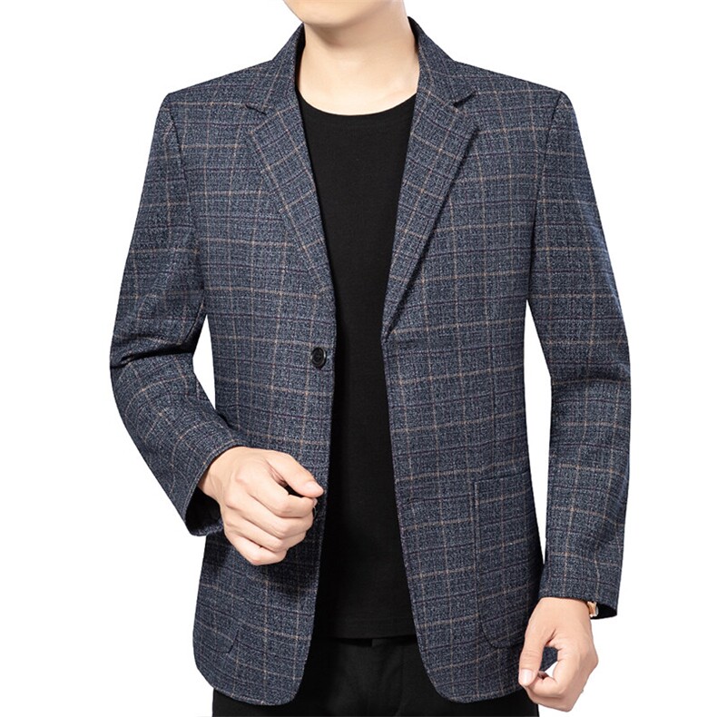 春秋新款中年男士休闲西服上衣中老年西装爸爸薄款外套,男装西服,钱塘6003（原4033）