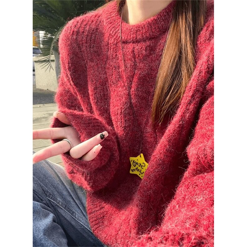 肌理感绞花针织衫男款秋冬圆领套头毛衣内搭长袖打底衫 MZ19图片