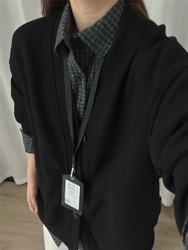 极简穿搭黑色v领开衫外套男秋季慵懒风chic卫衣老钱风华夫格夹克,男装针织衫/毛衣,星座1302