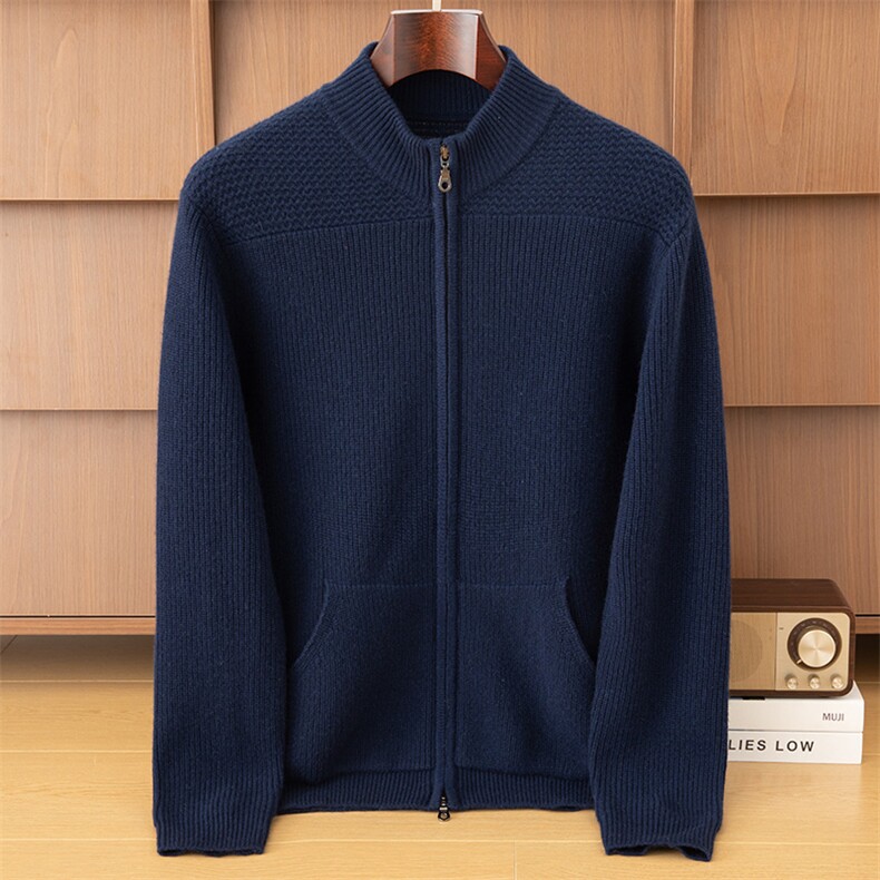 2025年秋季新款加厚元宝针摇床针织羊绒开衫时尚休闲通勤百搭，男装羊绒开衫，鼎坤羊绒