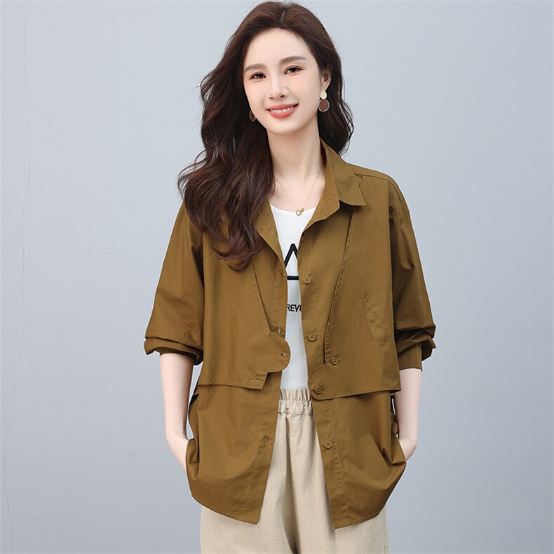 2023秋装新款个性门襟设计衬衫百搭休闲,女装衬衫,小林双子