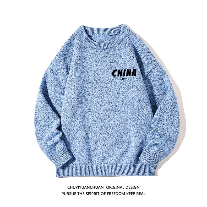 加厚加绒毛衣男大码毛线衣男针织衫M19248-P45加绒款-P65白底,男装针织衫/毛衣,电商A040A