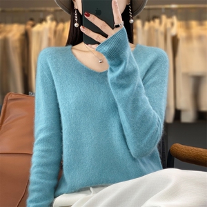 秋季新款羊毛衫女V领毛衣女套头宽松短款外穿图片
