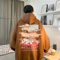 抖音品质2026秋季新款港风彩色印花宽松卫衣JK23345特批43控69，男装卫衣，星座605(原A050)