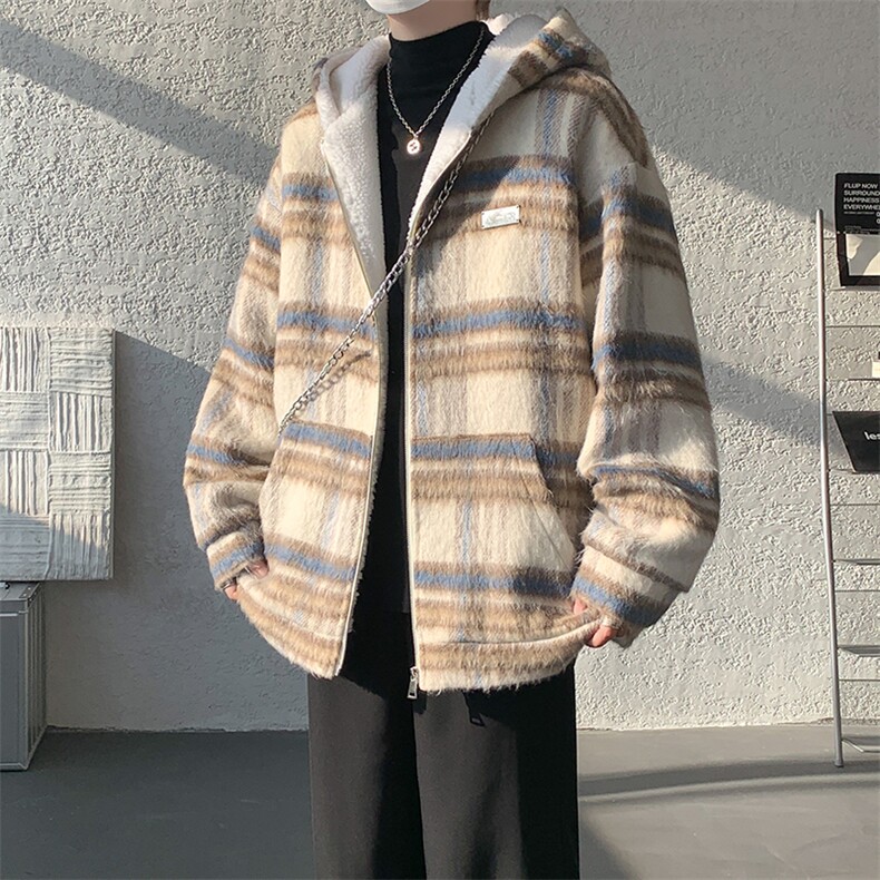 秋冬款贴标羊羔毛棉服加绒连帽加厚外套A071-5023-P118,男装棉衣,电商A071