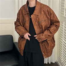 现货-水洗质感复古皮外套男pu机车服潮牌痞帅夹克-AP23106-P115，男装夹克，电商A351