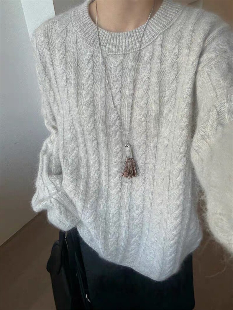 2025年秋季通勤套头时尚百搭通勤简约休闲圆领麻花，女装羊毛衫，秋虹羊绒