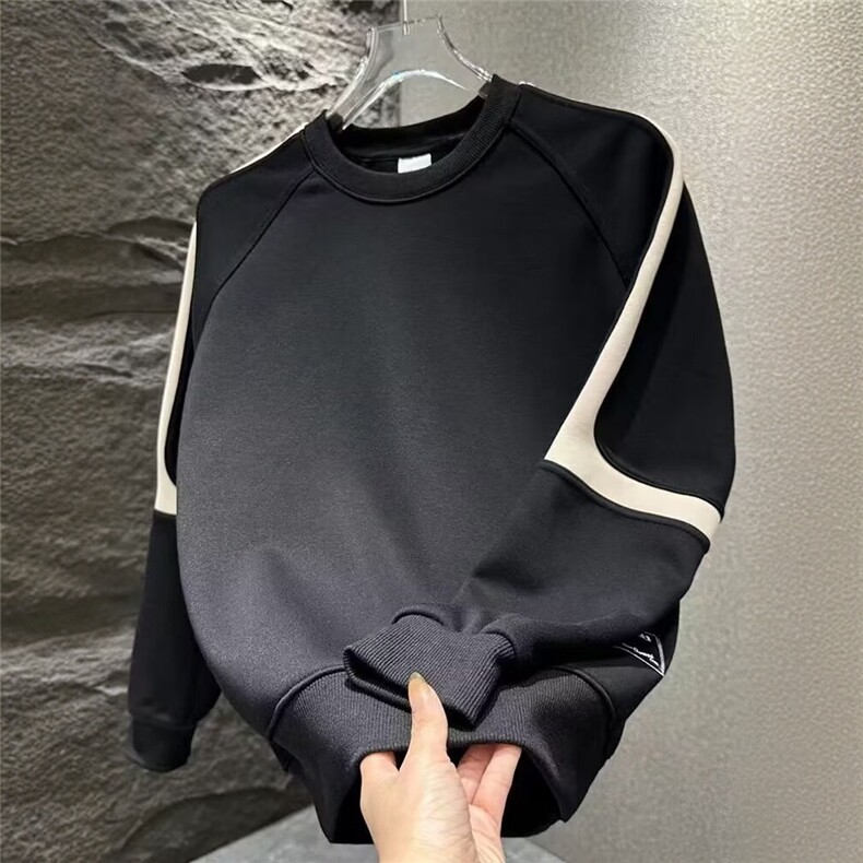 潮牌简约拼色卫衣男设计感秋宽松拼接圆领长袖套头上衣WY511P38,男装卫衣,星座1013-5