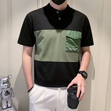 夏社会小伙高级感拼接撞色POLO衫短袖T恤A210-A212-P58控78，男装T恤，星座210-3
