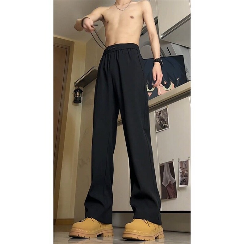 黑色冲锋西裤男春秋cleanfit高腰直筒美式弯刀休闲垂坠感高级裤子,男装休闲裤,星座410-7