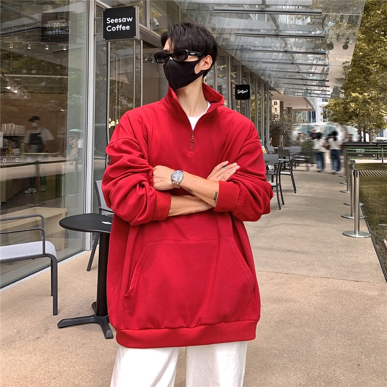1360克重磅半拉链POLO衫50%棉50%涤纶大码M-5XL卫衣男WY77077P65,男装Polo衫,星座226-2