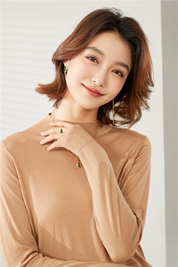 女士秋冬精纺半高领长袖羊毛衫羊毛图片