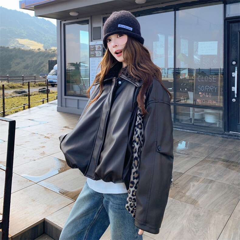 2025冬装新款大翻领皮衣羽绒服女短款外套2C325-579P325K478,女装羽绒服,2C325