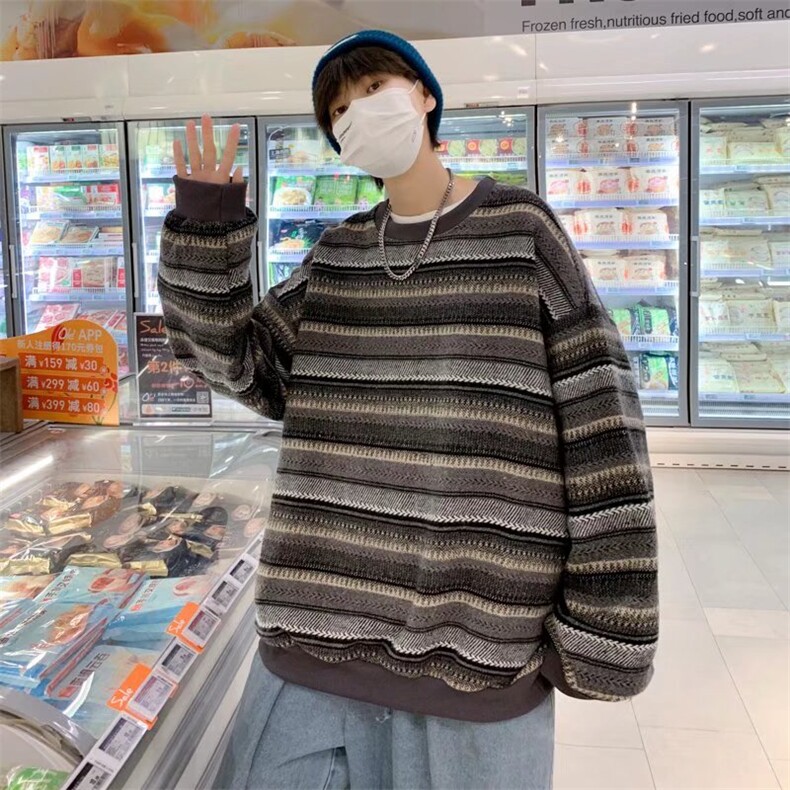 男高街条纹卫衣W18P28,男装卫衣,星座1116-2