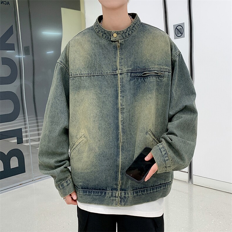 美式复古水洗做旧牛仔外套男女秋季高级感宽松夹克上衣JK064-P68,男装夹克,星座308B-2