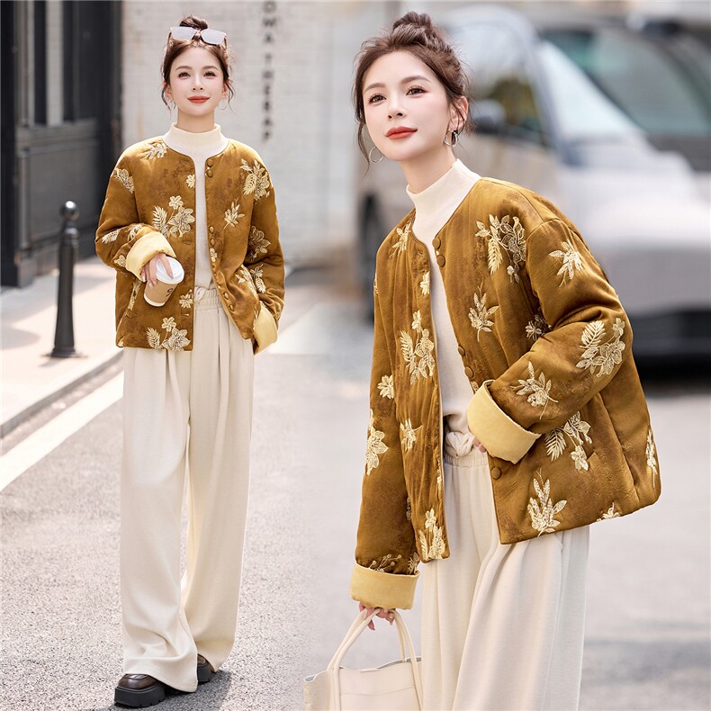 主推现货2025年冬装新款新品女装复古风休闲宝藏棉衣,女装棉衣/棉服,尚娜萱