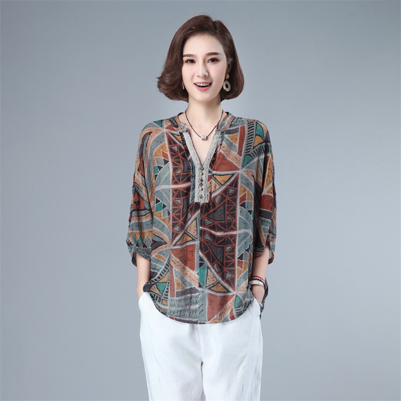 2021夏款大码女装印花上衣262款,女装大码女装,秋牧寒烟