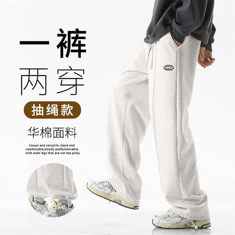美式重磅裤子男春秋季潮牌宽松休闲长裤高街运动卫裤-X1685特批39图片