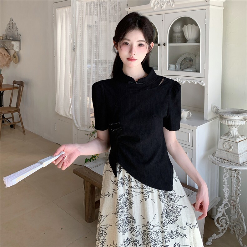 新中式国风不规则T恤印花半身裙套装女夏甜美显瘦两件套漂亮绝美,女装套装/套裙,2C271