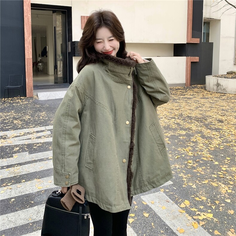 2026冬季复古羊羔毛翻领工装派克羽绒服2C212-G209-P295-K438,女装羽绒服,2C212