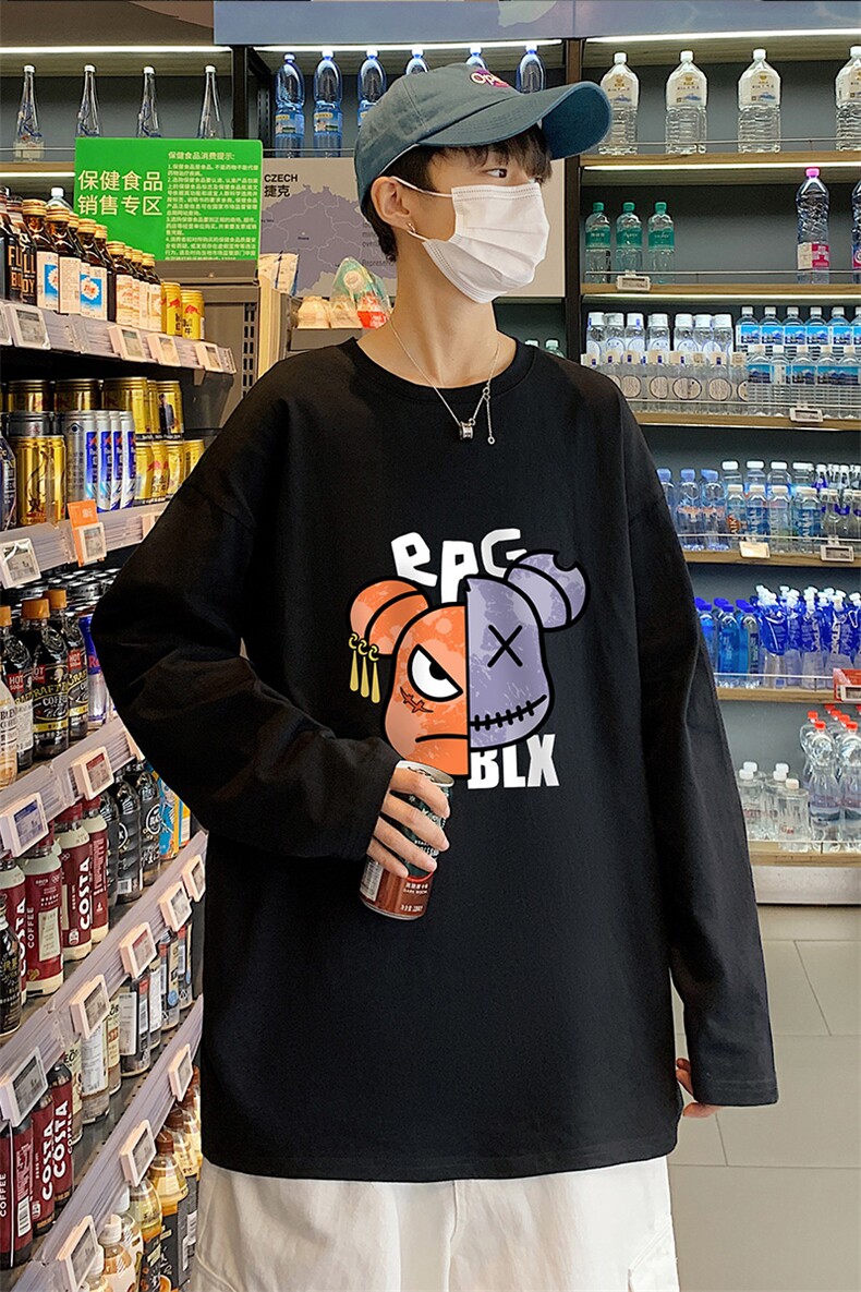 ！秋季打底衫男卫衣男潮流圆领纯棉长袖T恤男CX294-P25图片