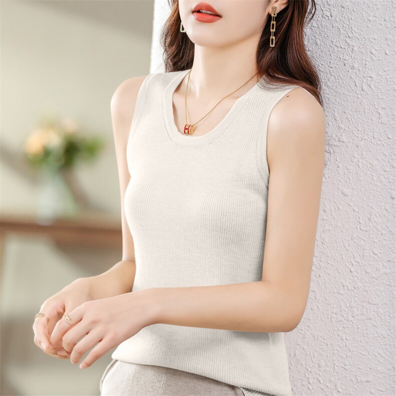 2024年秋季时尚气质百搭显瘦修身纯色背心，女装背心吊带，庆大羊绒