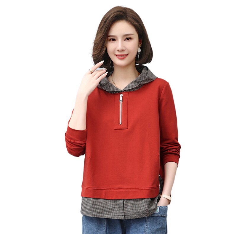 时尚宽松连帽卫衣女秋冬季新款加厚保暖长袖上衣休闲百搭外套,女装卫衣/绒衫,叶笙衣