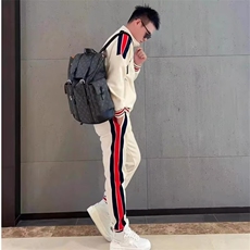 高端2026春秋季休闲运动套装男士时尚拼色条纹显瘦开衫卫衣两，男装休闲套装，星座218-1（原230）