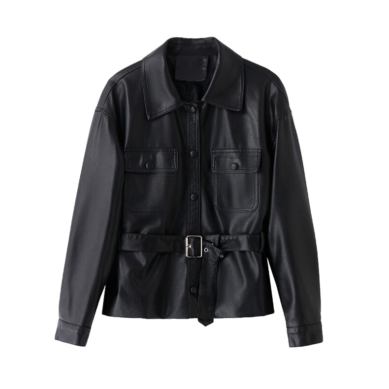 【新品】休闲款皮衣外套女短款减龄皮夹克1C115-2516-P130-K228,女装皮衣,吾爱衣