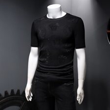 19052021春秋季新款修身型休闲青年针织短袖P85，男装针织衫/毛衣，钱塘2010-1