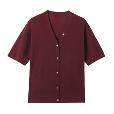 18针可机洗开衫短袖，女装T恤，杭跃羊绒