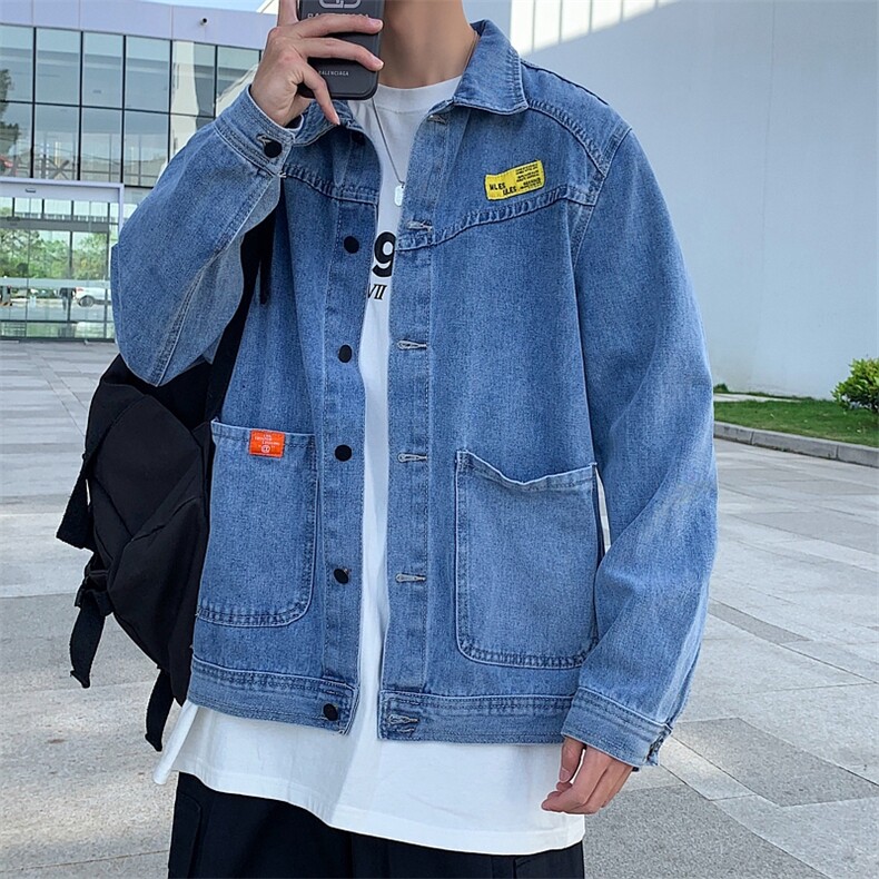 2021新款痞帅宽松牛仔夹克衫男潮牌学生外套韩版上衣服 W1069-P50图片