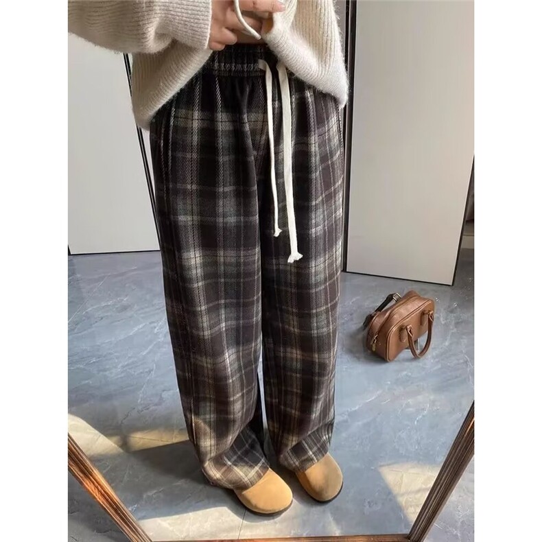 加绒加厚冬款男女休闲裤格子保暖直筒长裤h0016P50,男装棉衣,星座1013-1