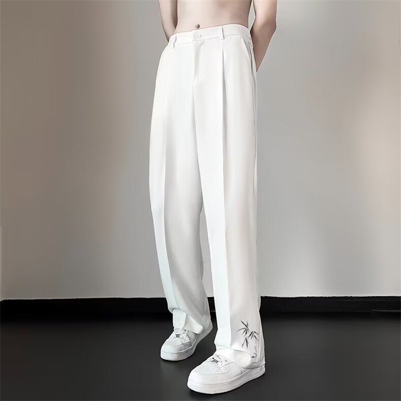 新中式风休闲裤子潮牌男夏季冰丝阔腿裤垂坠感高级感X1511-P42,男装休闲裤,星座1109-3