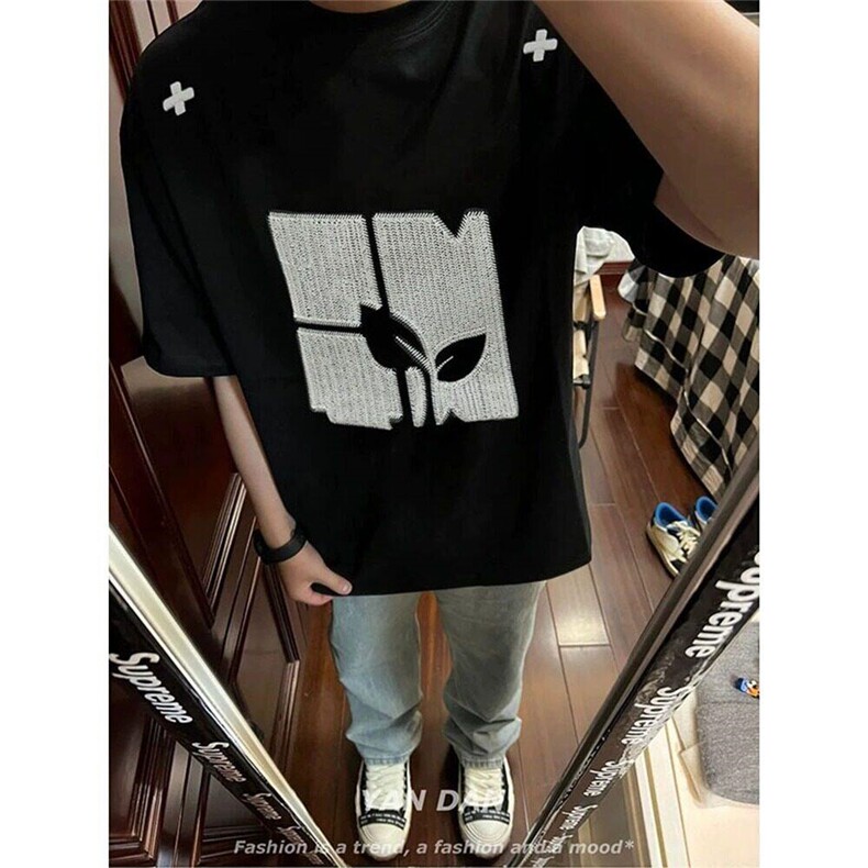 美式高街贴布刺绣重磅短袖T恤男女夏季半袖情侣上衣LT1033-P30,男装T恤,星座1008