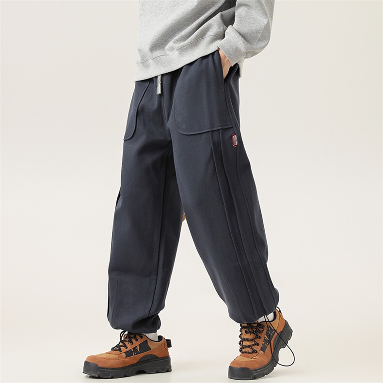 2025冬季新款男装日系宽松加绒加厚运动休闲棉裤束脚卫裤P938-F88图片