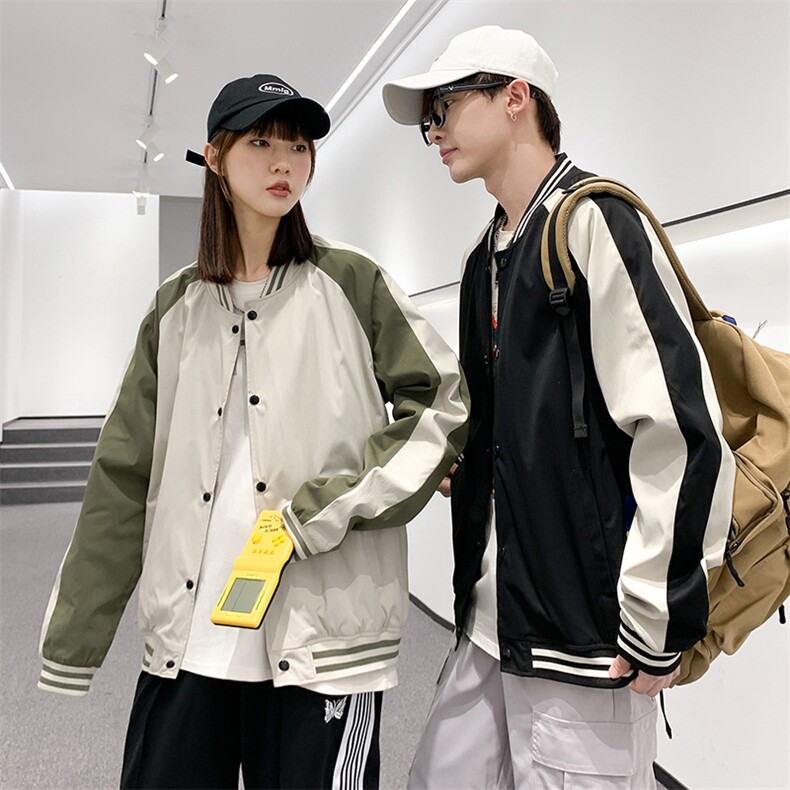 JK6605P65港风情侣拼色棒球服上衣外套宽松百搭夹克,男装夹克,星座1204-3