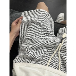 小香风斜条纹短裤男款夏季美式潮牌宽松大码休闲篮球运动五分裤子