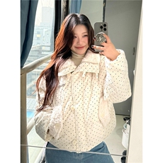 韩系甜美毛领波点棉服外套女学生冬季新款学院风短款保暖加厚棉袄，男装棉衣，星座1210-1