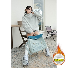 480G重磅加绒硬挺boxy男女秋冬美式高街防风高领卫衣开衫厚外套，女装短外套，电商A486