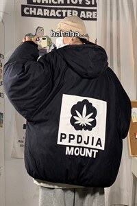 2021冬季新港风海报男大码印花保暖加厚加衣面包服M702-P85,男装棉衣,电商A001