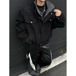 秋季美式复古水洗做旧工假两件重磅牛仔外套男女夹克 JK8648图片