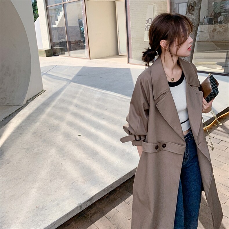 现货春季新款慵懒宽松韩系风衣P160K238-6115,女装风衣,2C210