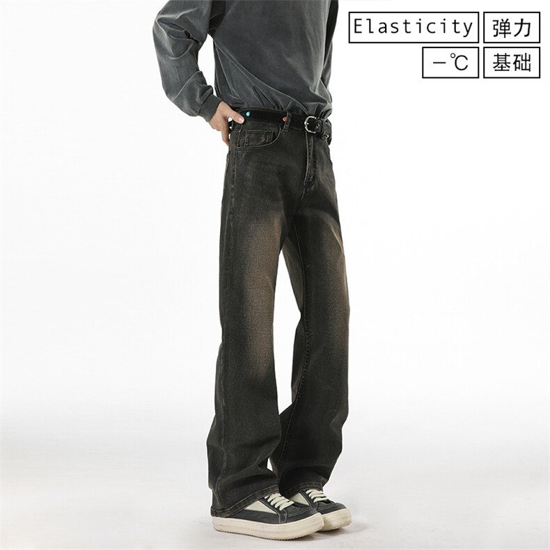 611-DW998-P6078铁锈红微喇直筒修身弹力牛仔裤(大量现货)，男装牛仔裤，星座611