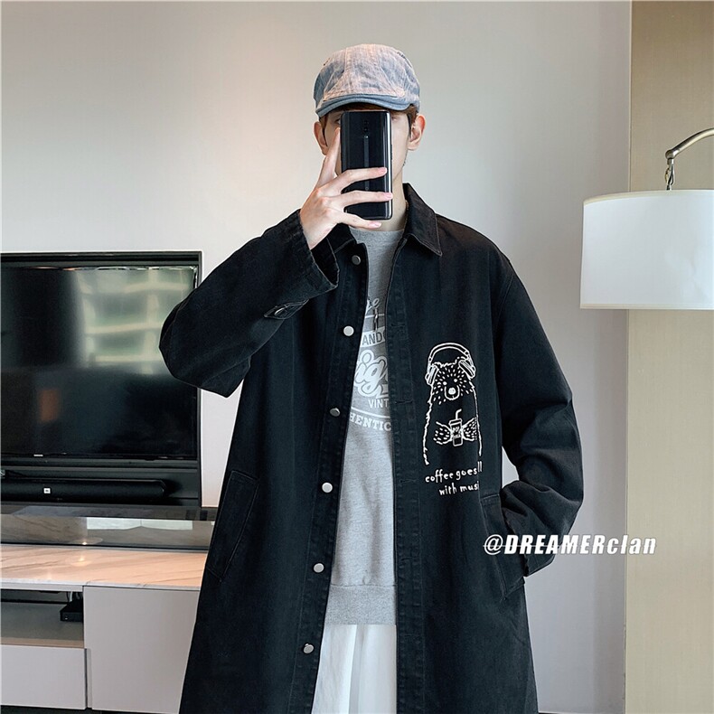 FY676-78限价118日系风衣港风长款大码宽松衣服休闲潮流秋季过膝，男装风衣，星座116