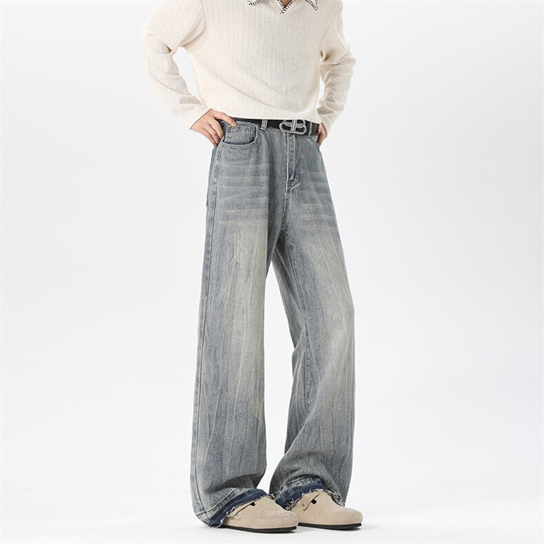 2025秋季新款无影墙美式猫须闪电纹牛仔裤M-5XLGK25976-P50，男装牛仔裤，电商A022