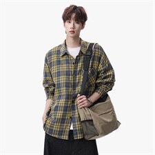 衬衫男春季新款港风宽松大码磨毛格子长袖衬衣CS550-P38，男装衬衫，星座214-3