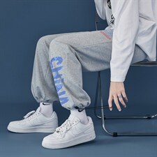 春装衔接新款潮流行印花裤口抽绳卫裤休闲裤A519P35控48，男装休闲裤，A247A